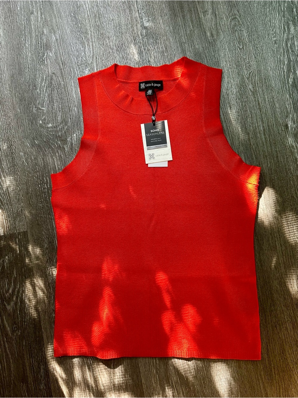 Cable & Gauge Sleeveless Knit Tank Top - Red